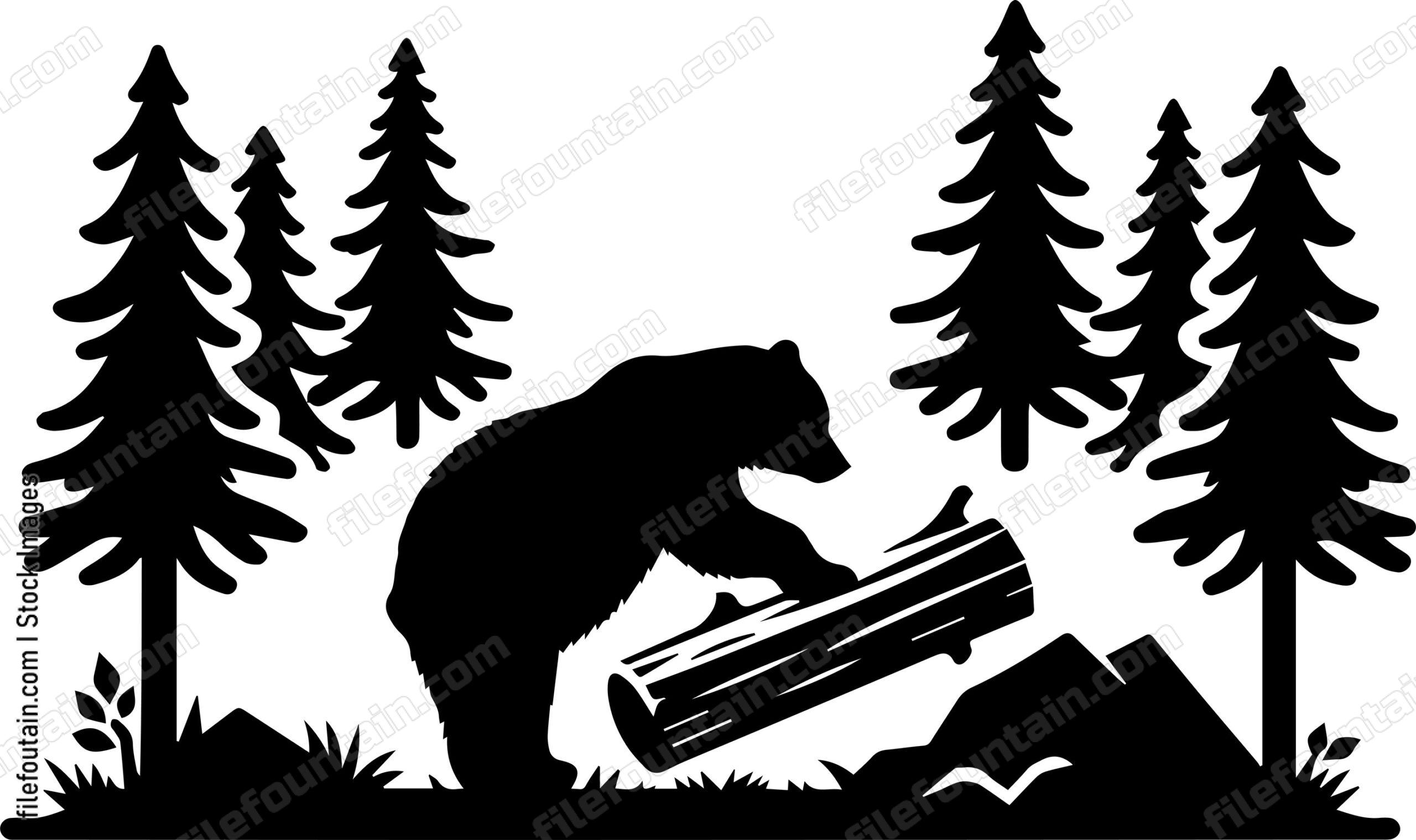 Bear Playing with a Fallen Log