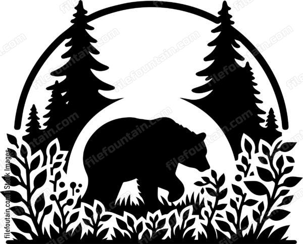 Bear Prowling Through Underbrush at Dusk