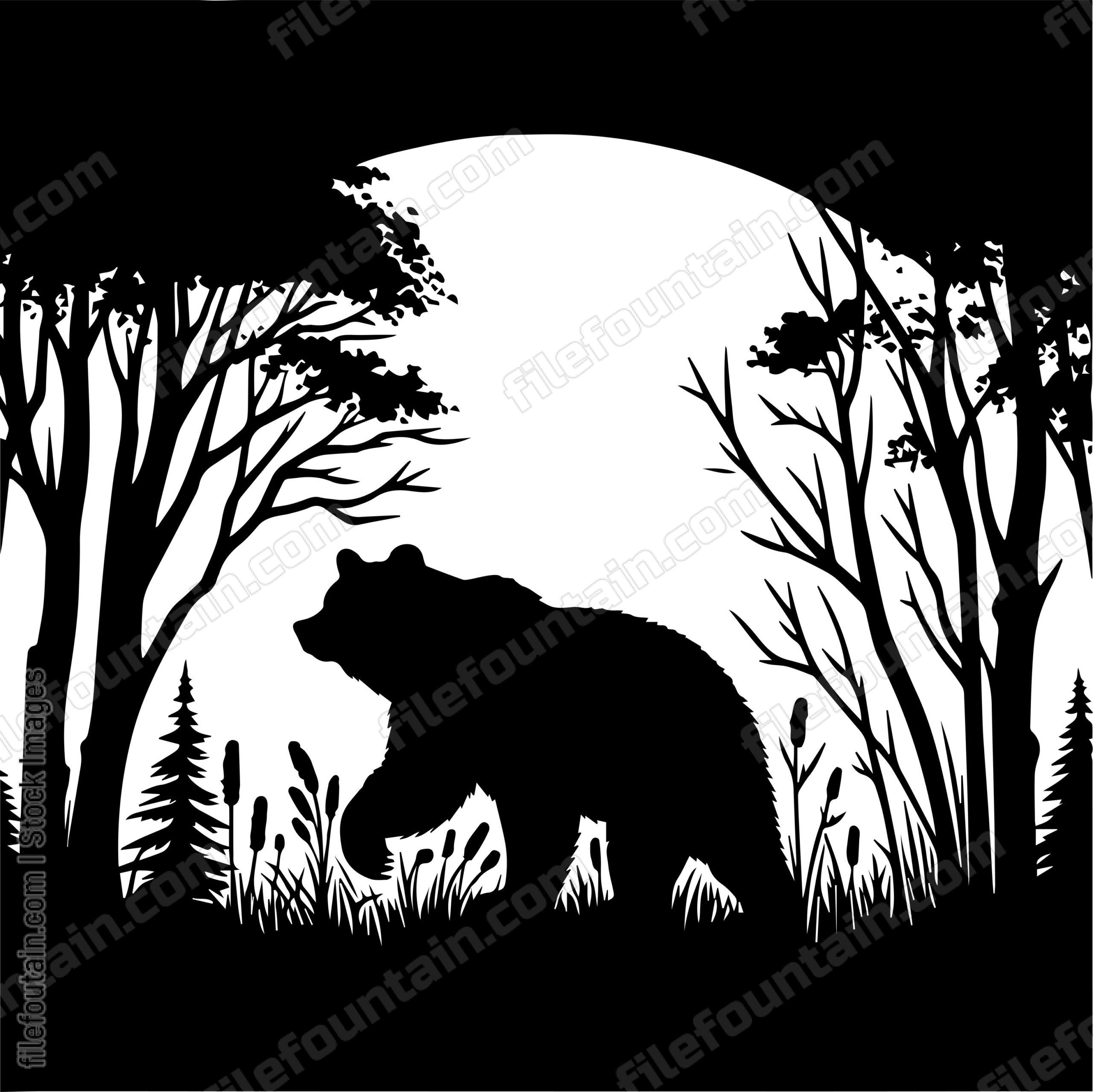 Bear Prowling Through Underbrush at Dusk
