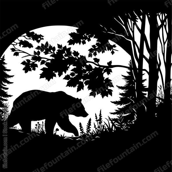 Bear Prowling Through Underbrush at Dusk