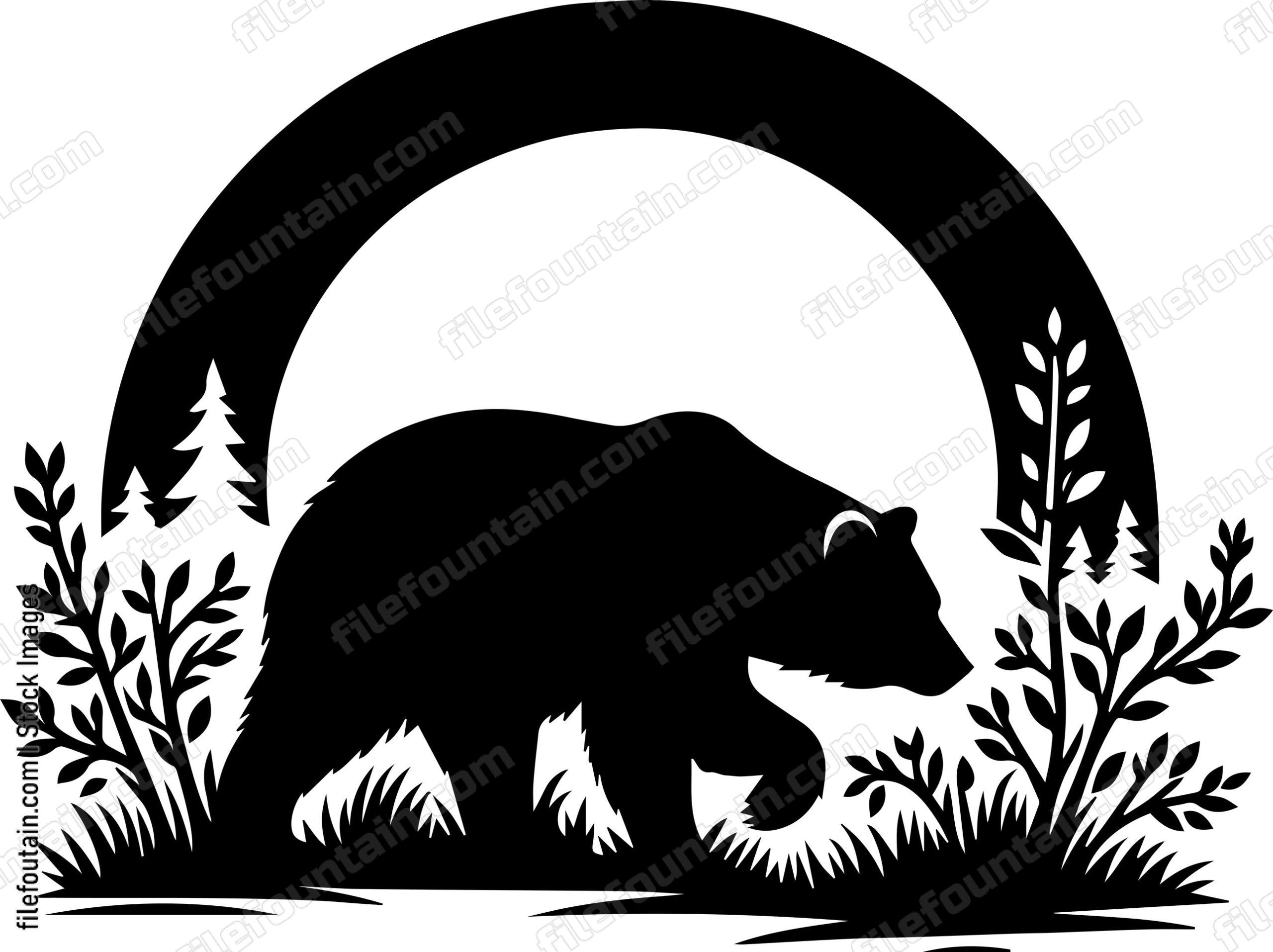 Bear Prowling Through Underbrush at Dusk