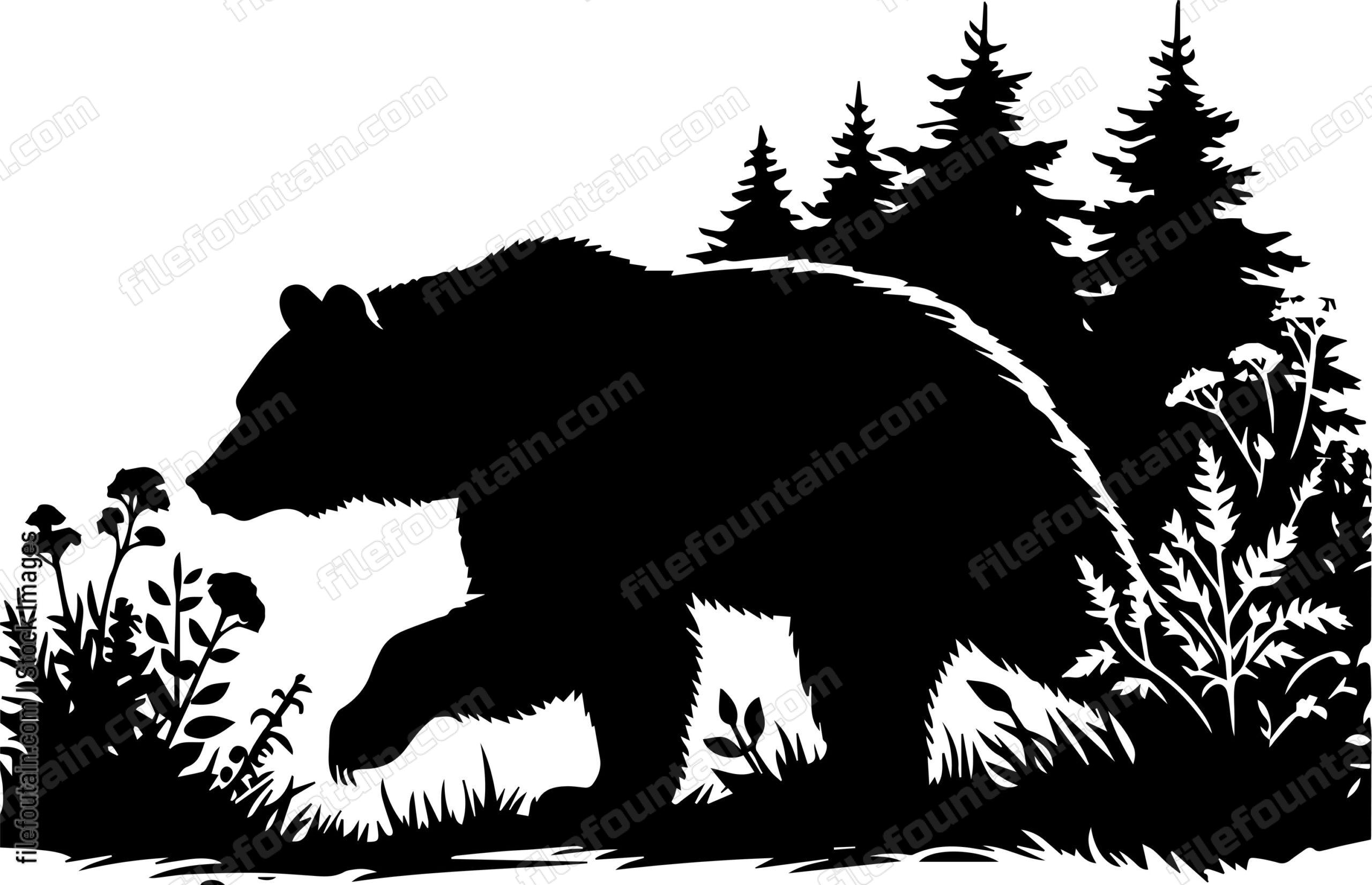 Bear Prowling Through Underbrush at Dusk