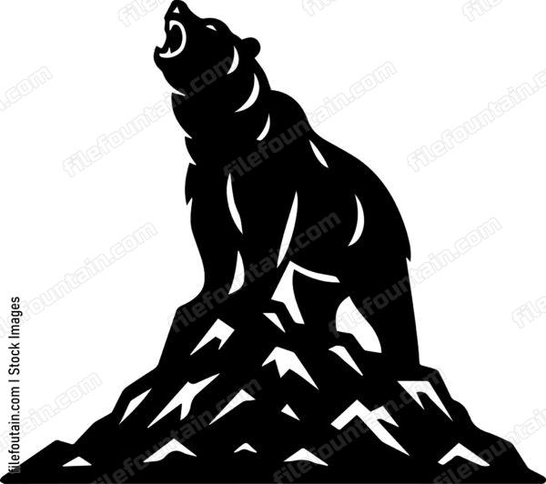 Bear Roaring on a Rocky Hilltop