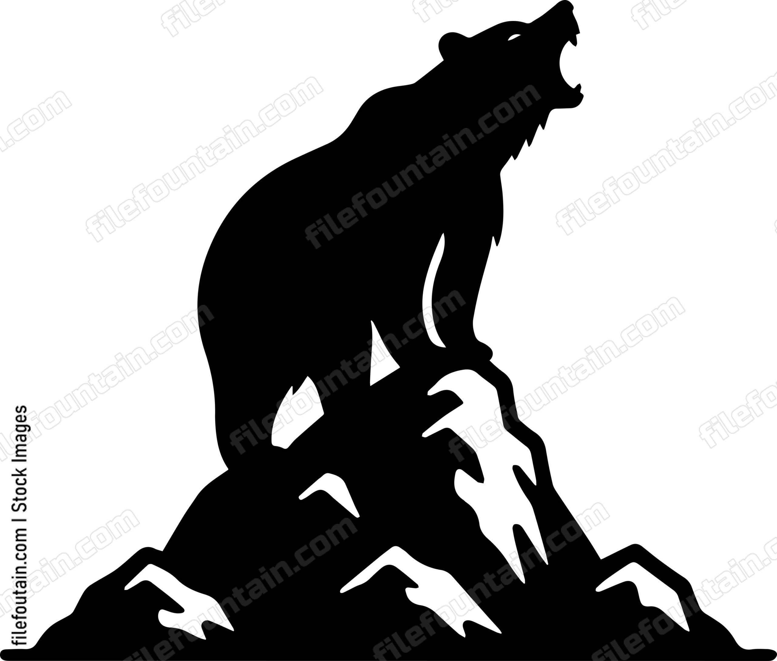Bear Roaring on a Rocky Hilltop