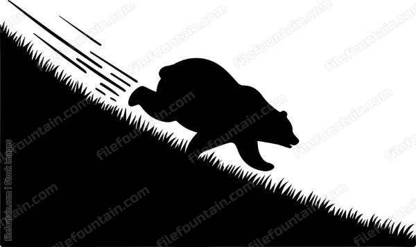 Bear Rolling Down a Grassy Hill