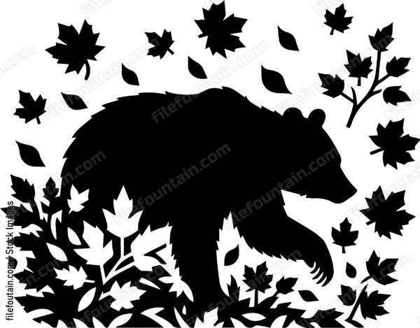 Bear Rustling Through Autumn Leaves