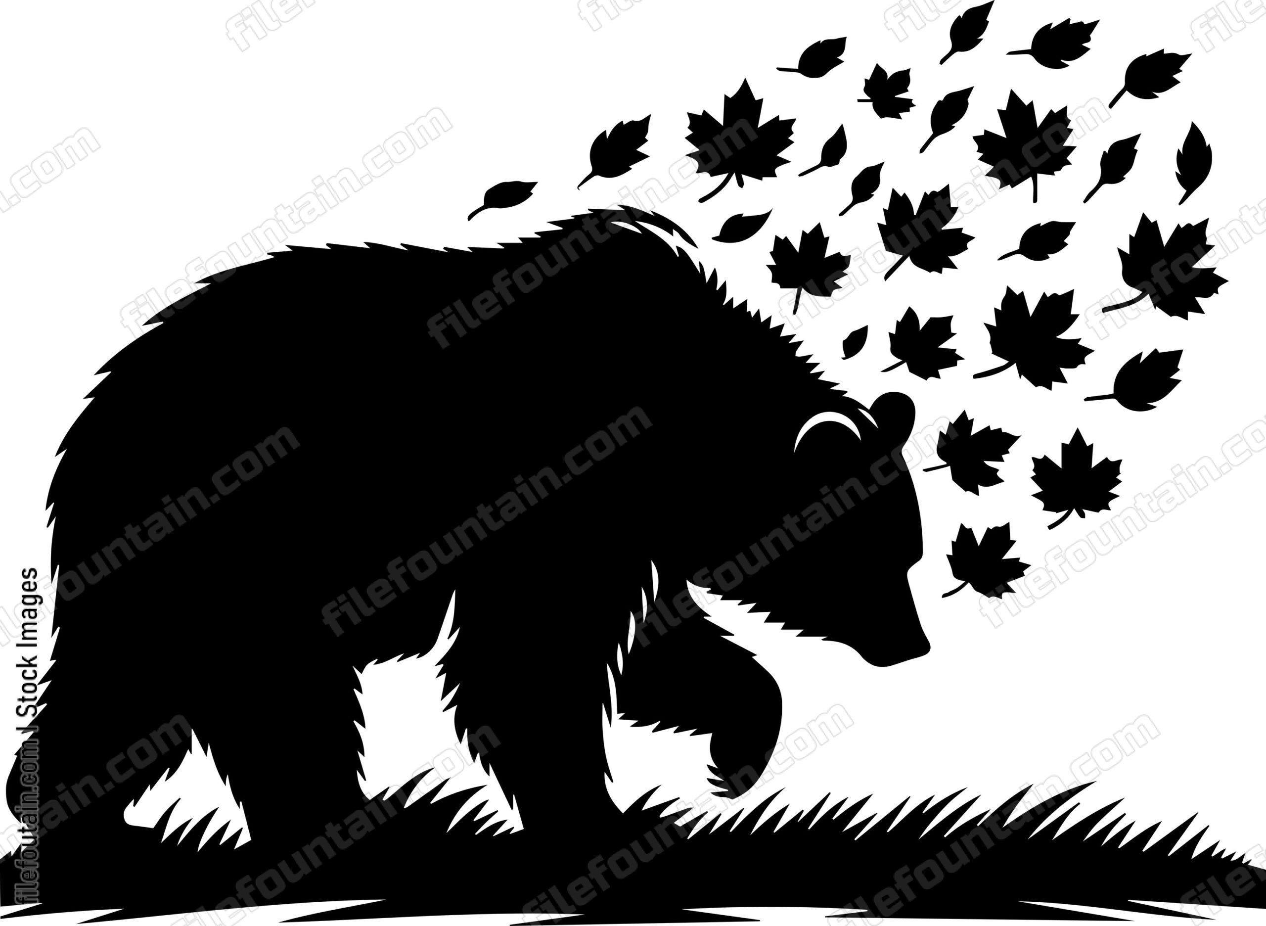 Bear Rustling Through Autumn Leaves
