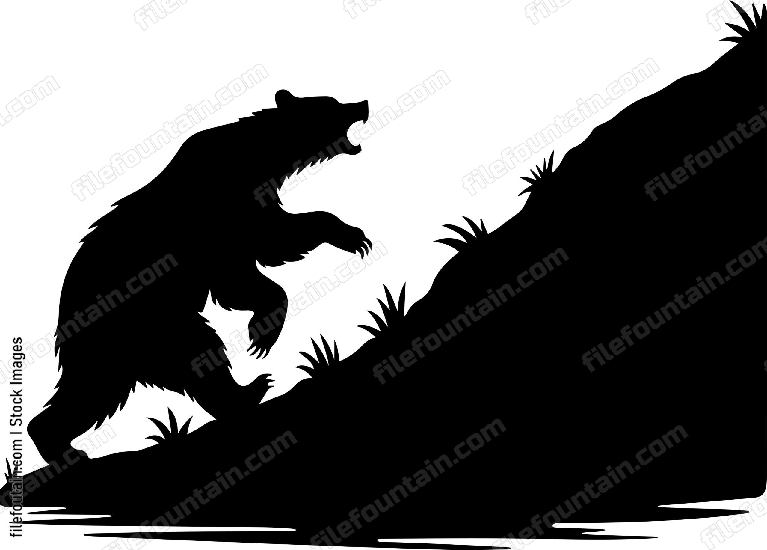 Bear Scampering Up a Hill After Hearing a Noise