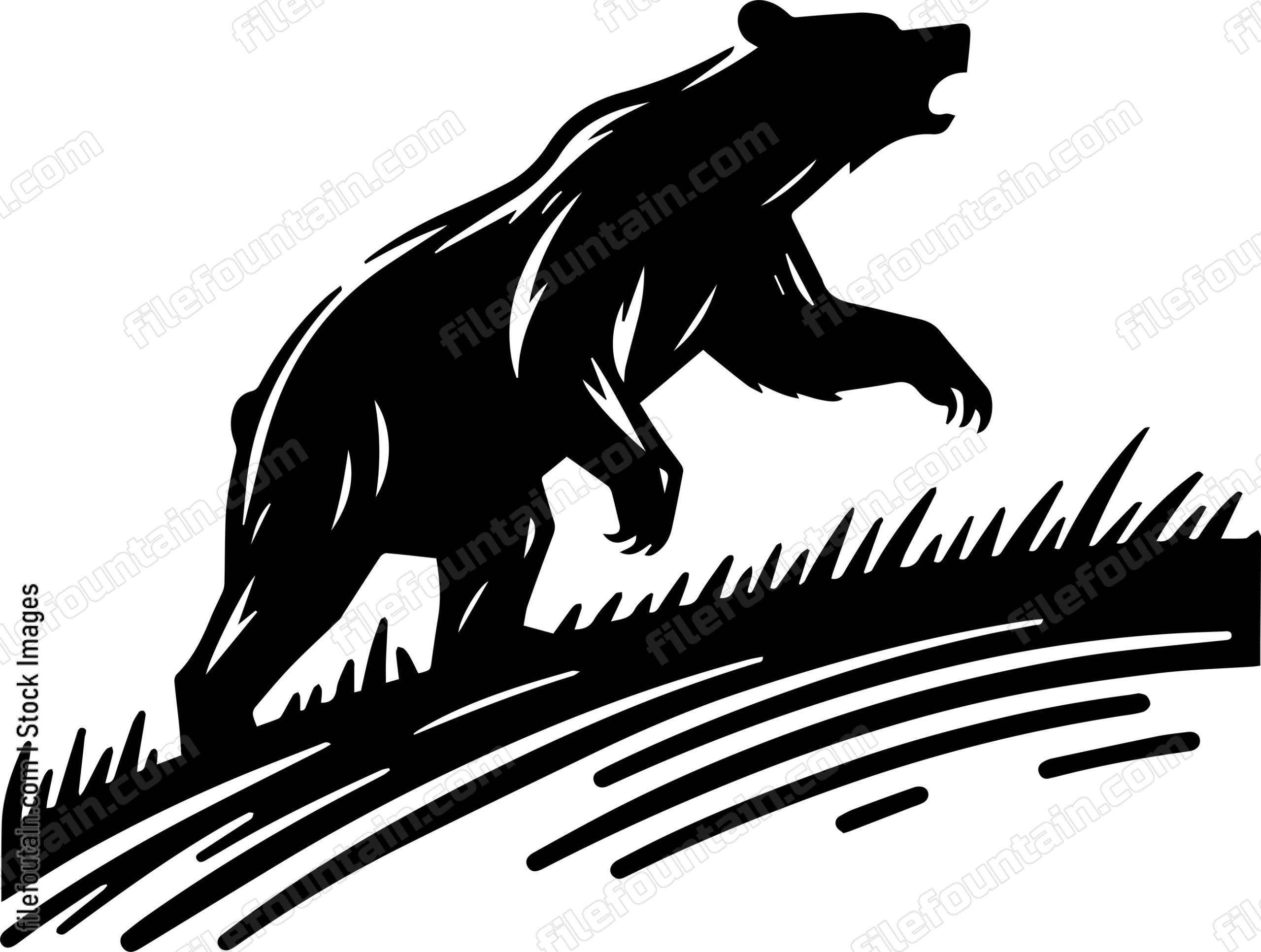 Bear Scampering Up a Hill After Hearing a Noise