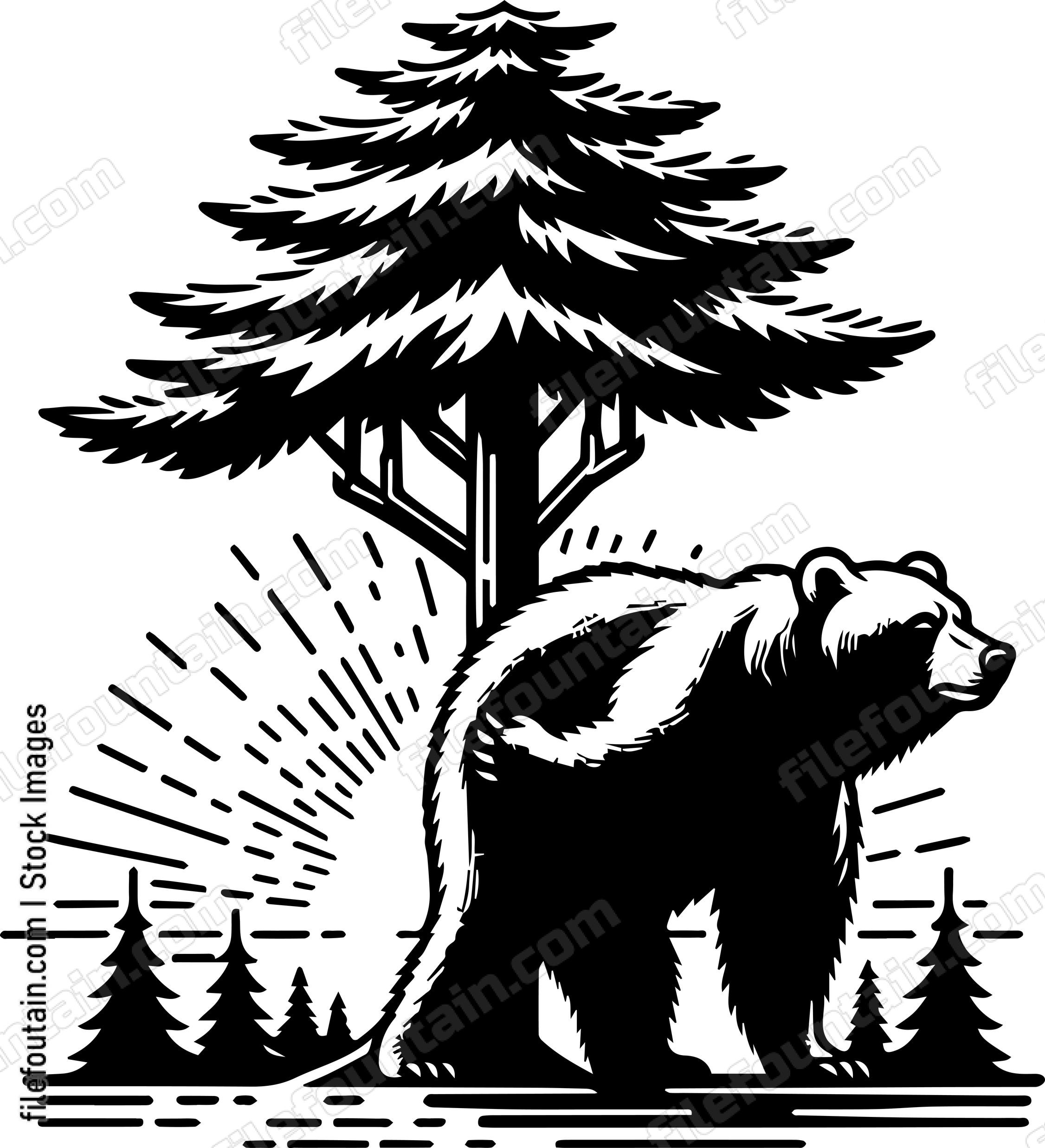 Bear Scratching Back on a Tree
