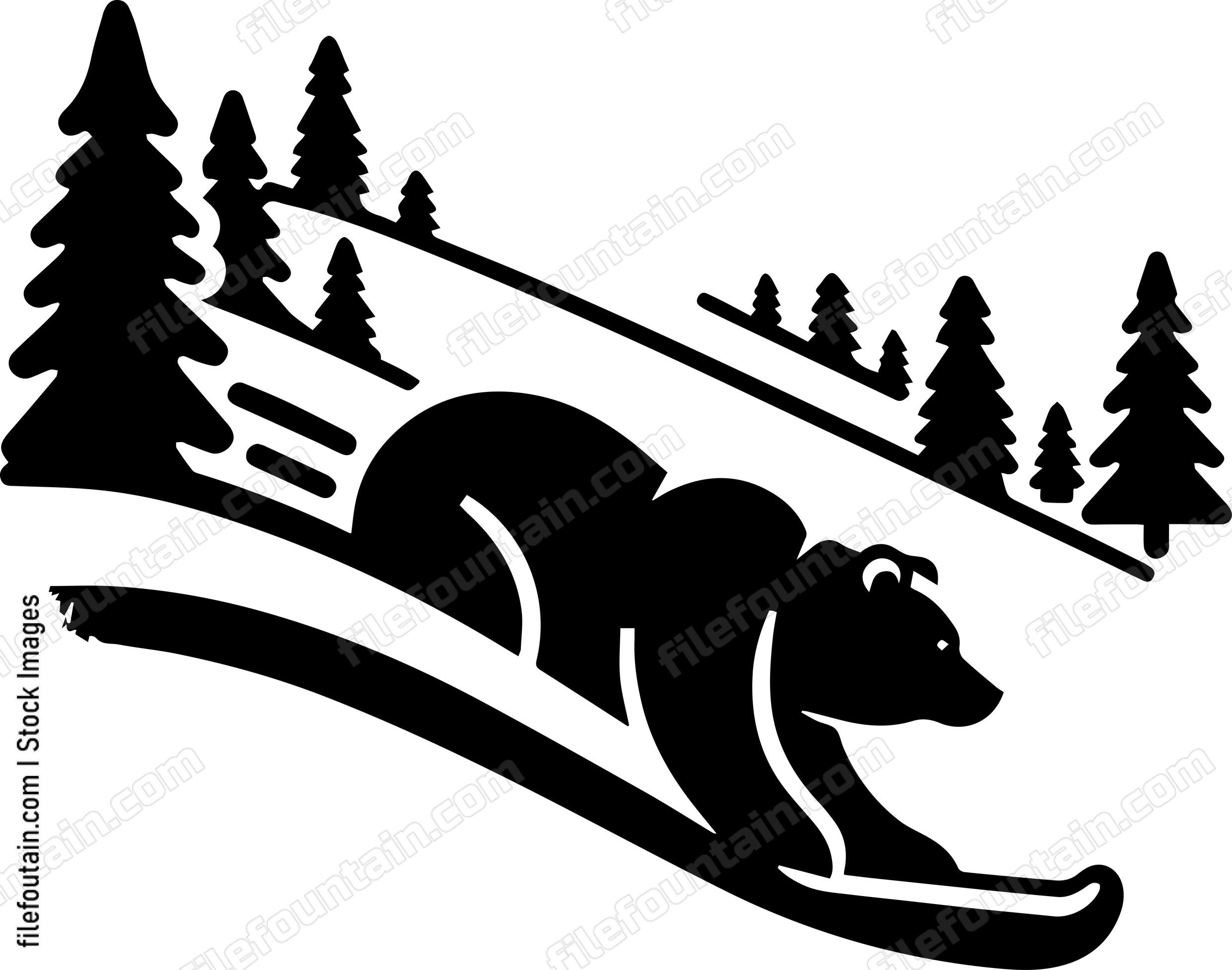 Bear Sliding Down a Snowy Slope