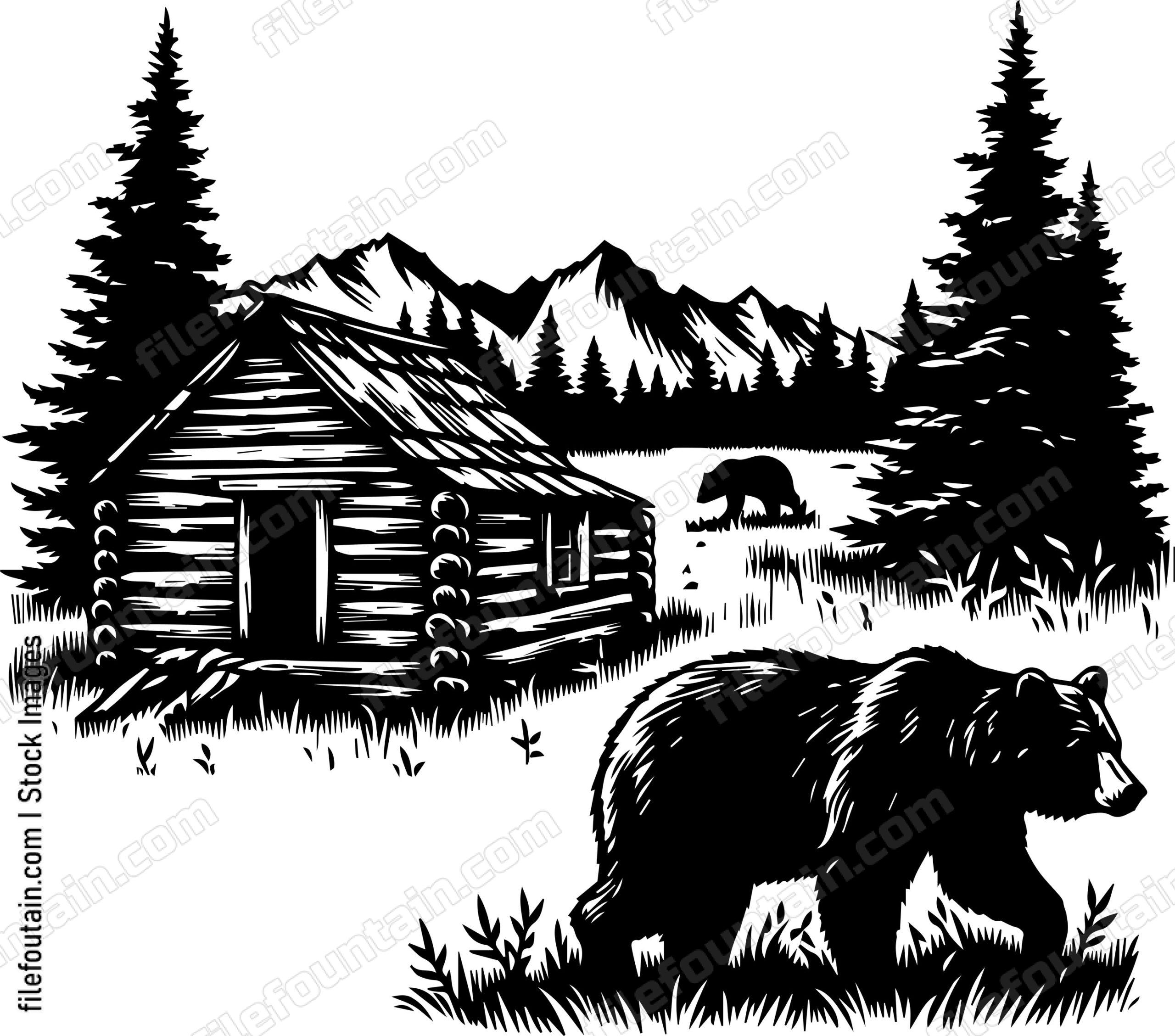 Bear Sniffing Around an Old Trappers Cabin