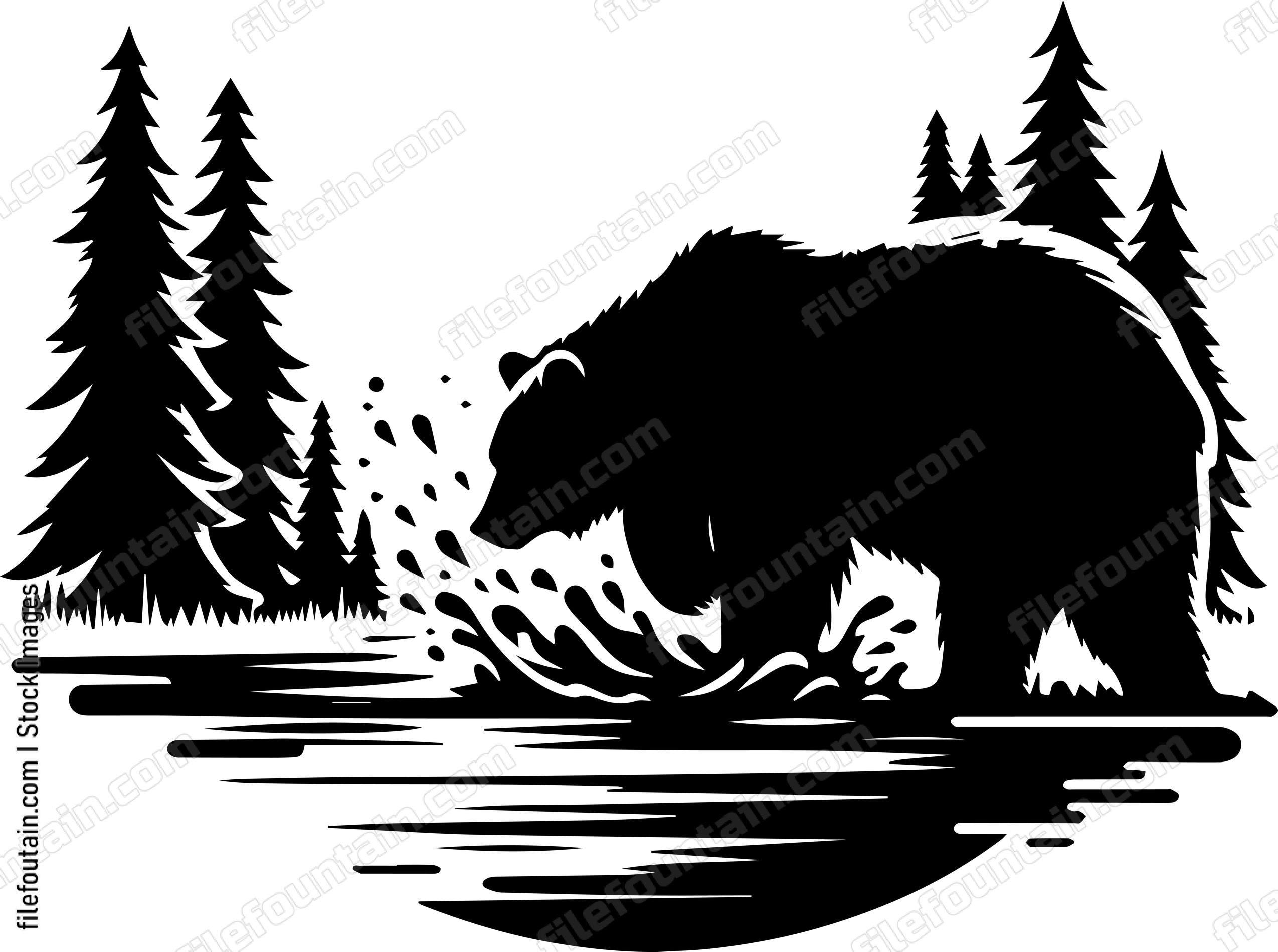 Bear Splashing in a Stream