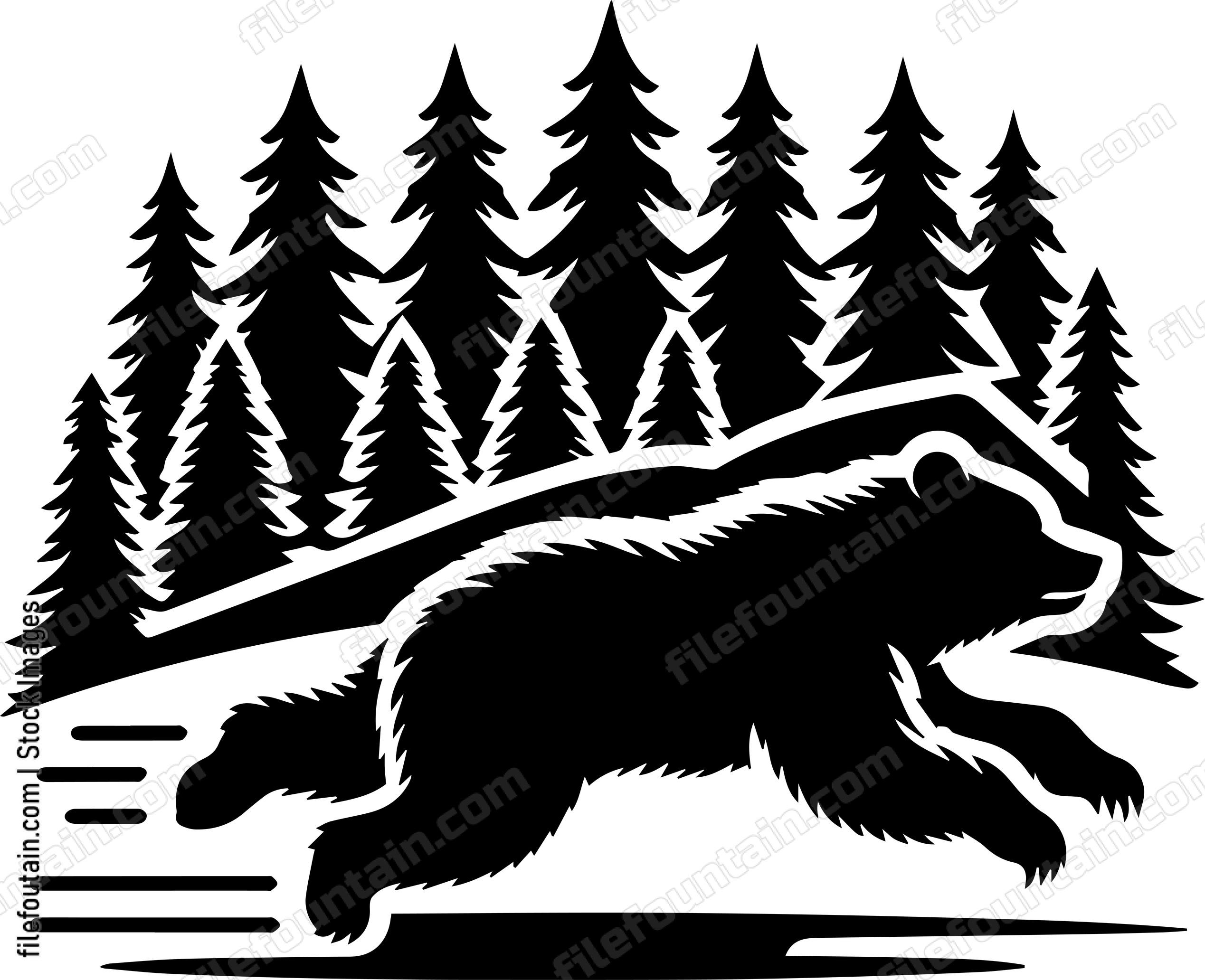 Bear Sprinting Through a Spruce Forest