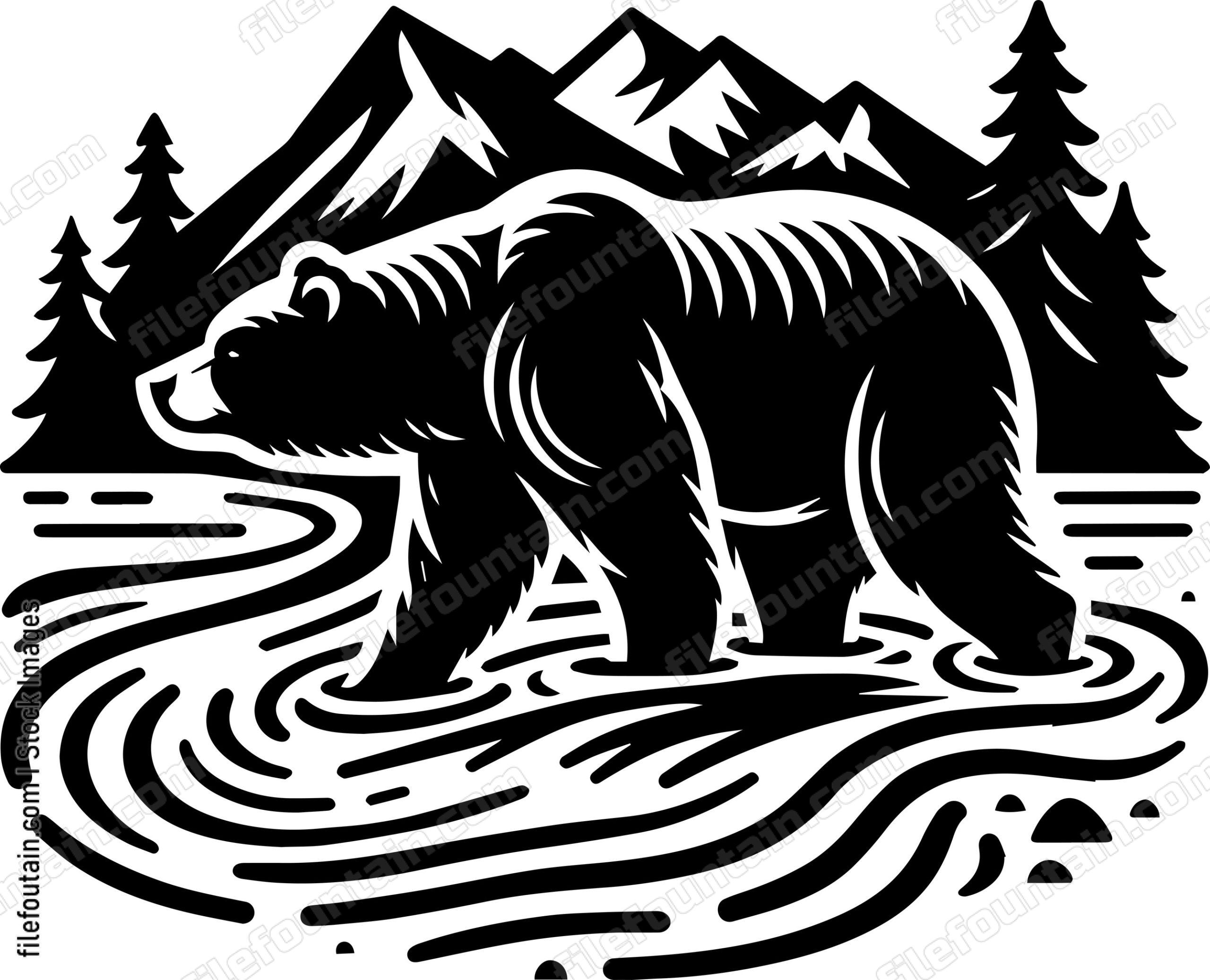 Bear Treading Through a Mountain Stream