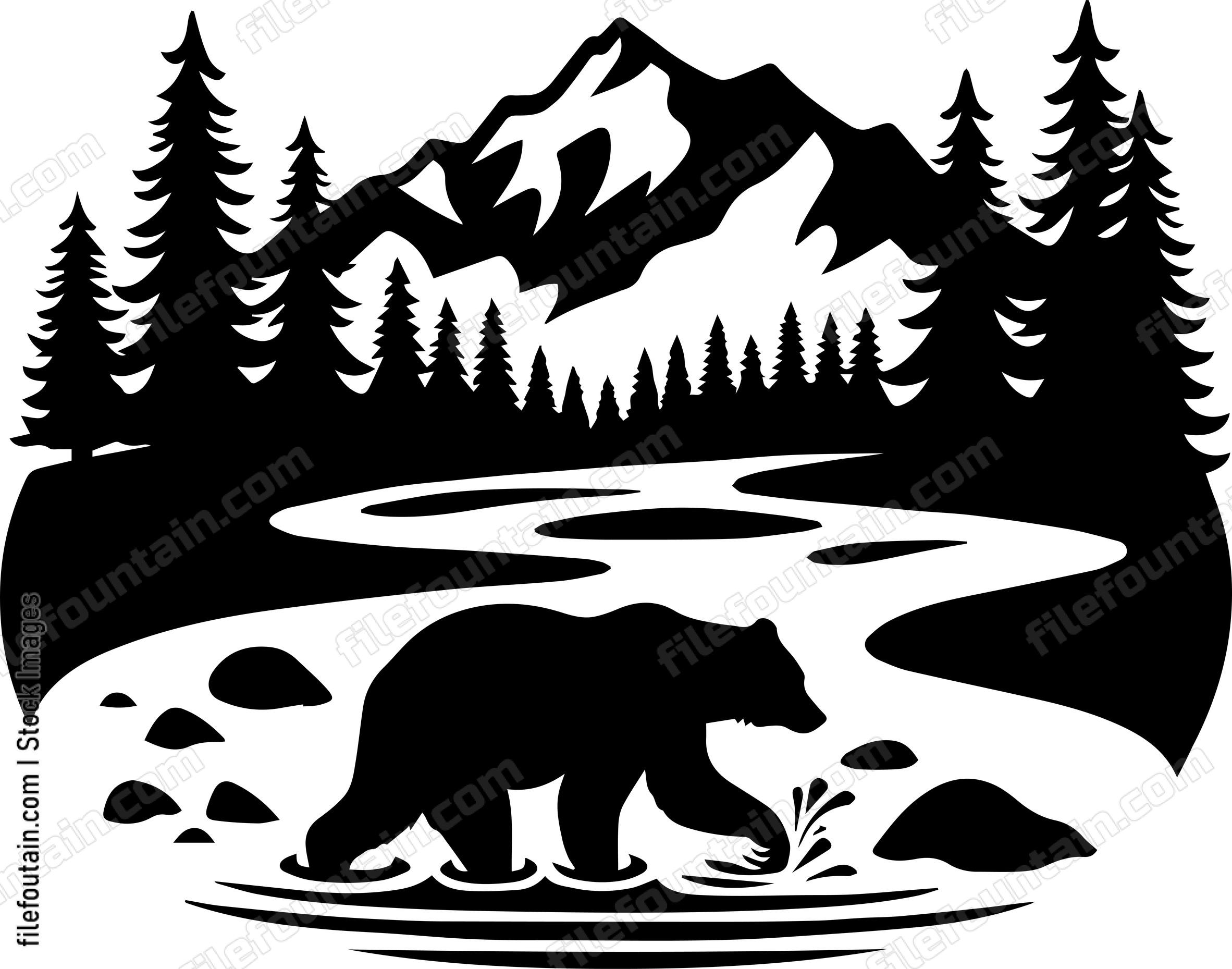 Bear Treading Through a Mountain Stream