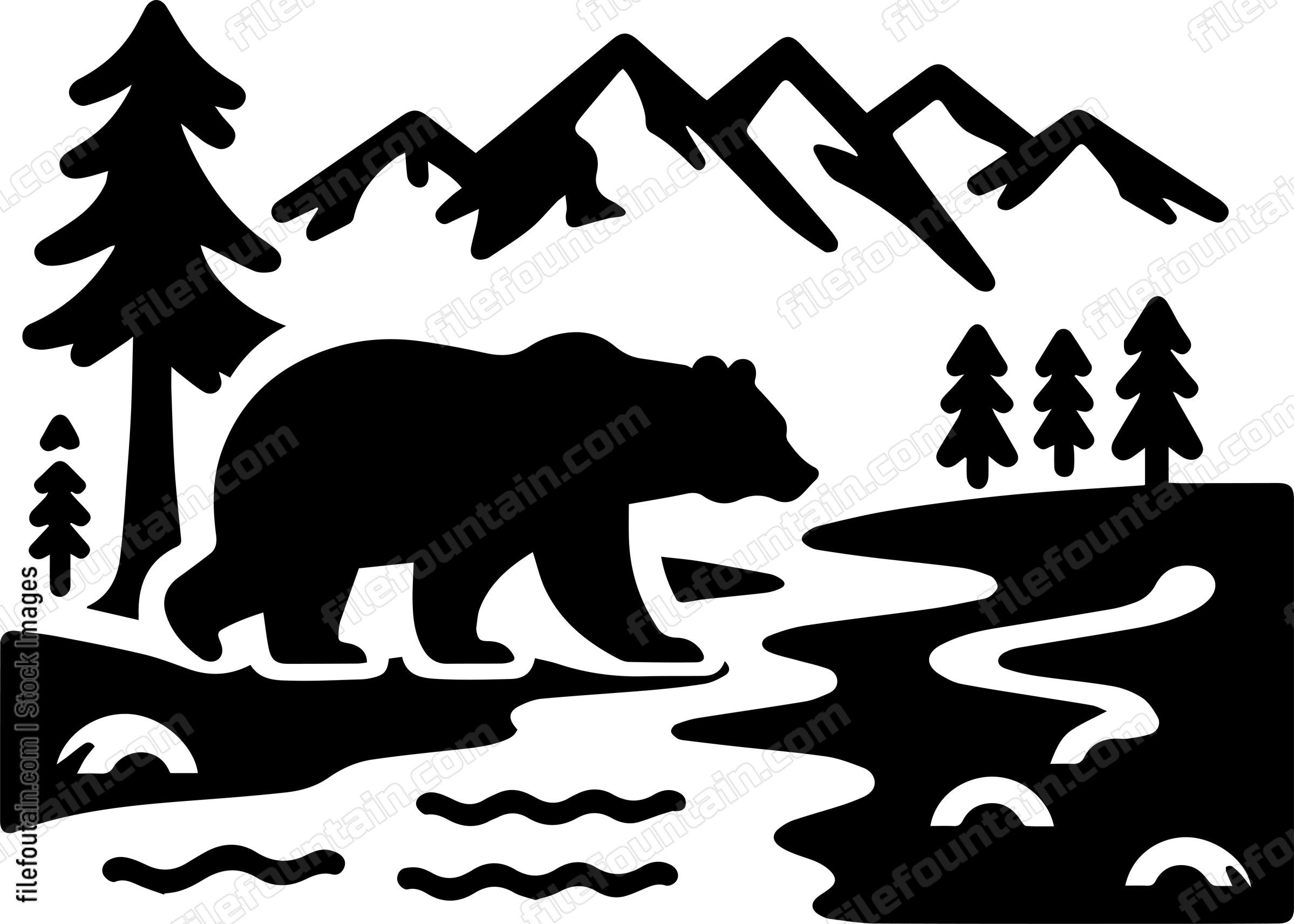 Bear Treading Through a Mountain Stream