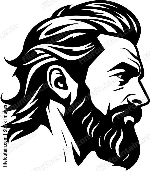 Bearded Man Side View Mascot