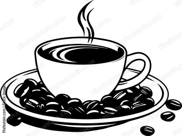 Cup Of Coffee And Beans