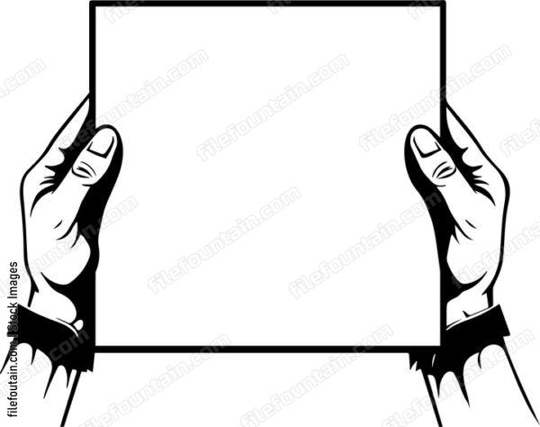 Hand Holding Blank Banner