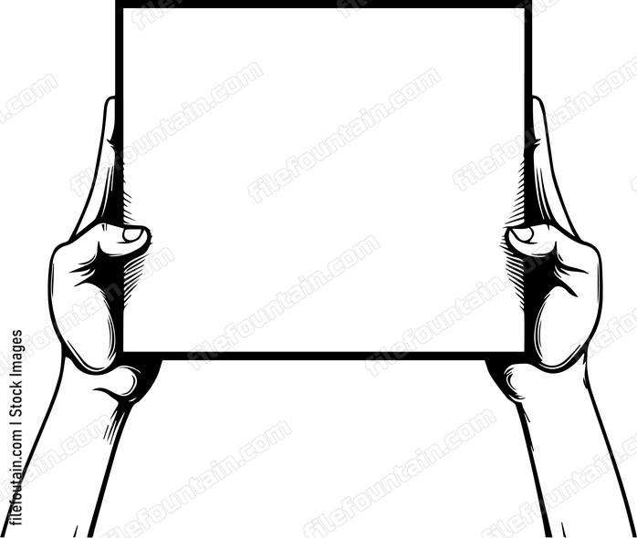 Hand Holding Blank Banner