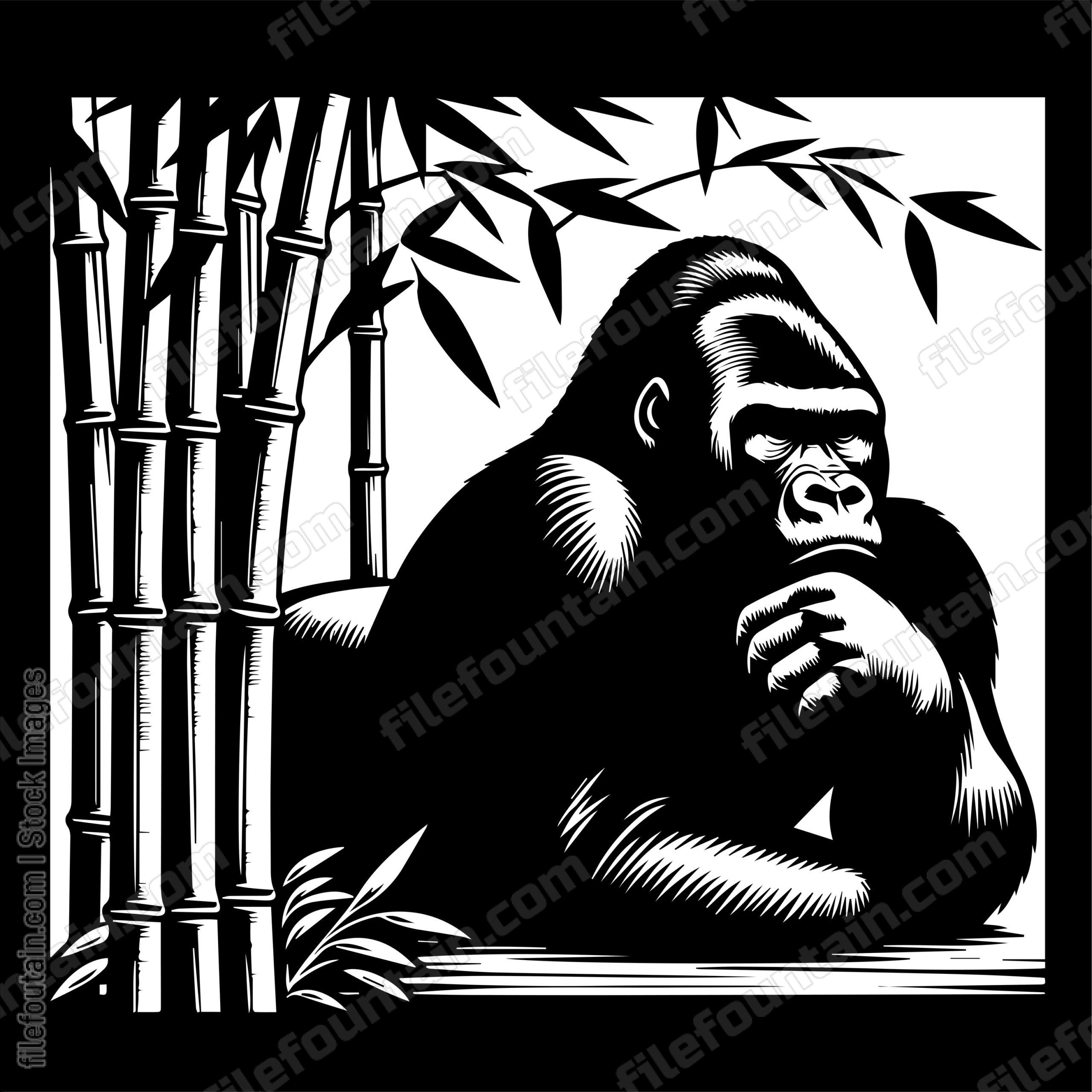 Silverback Gorilla Resting in a Bamboo Grove
