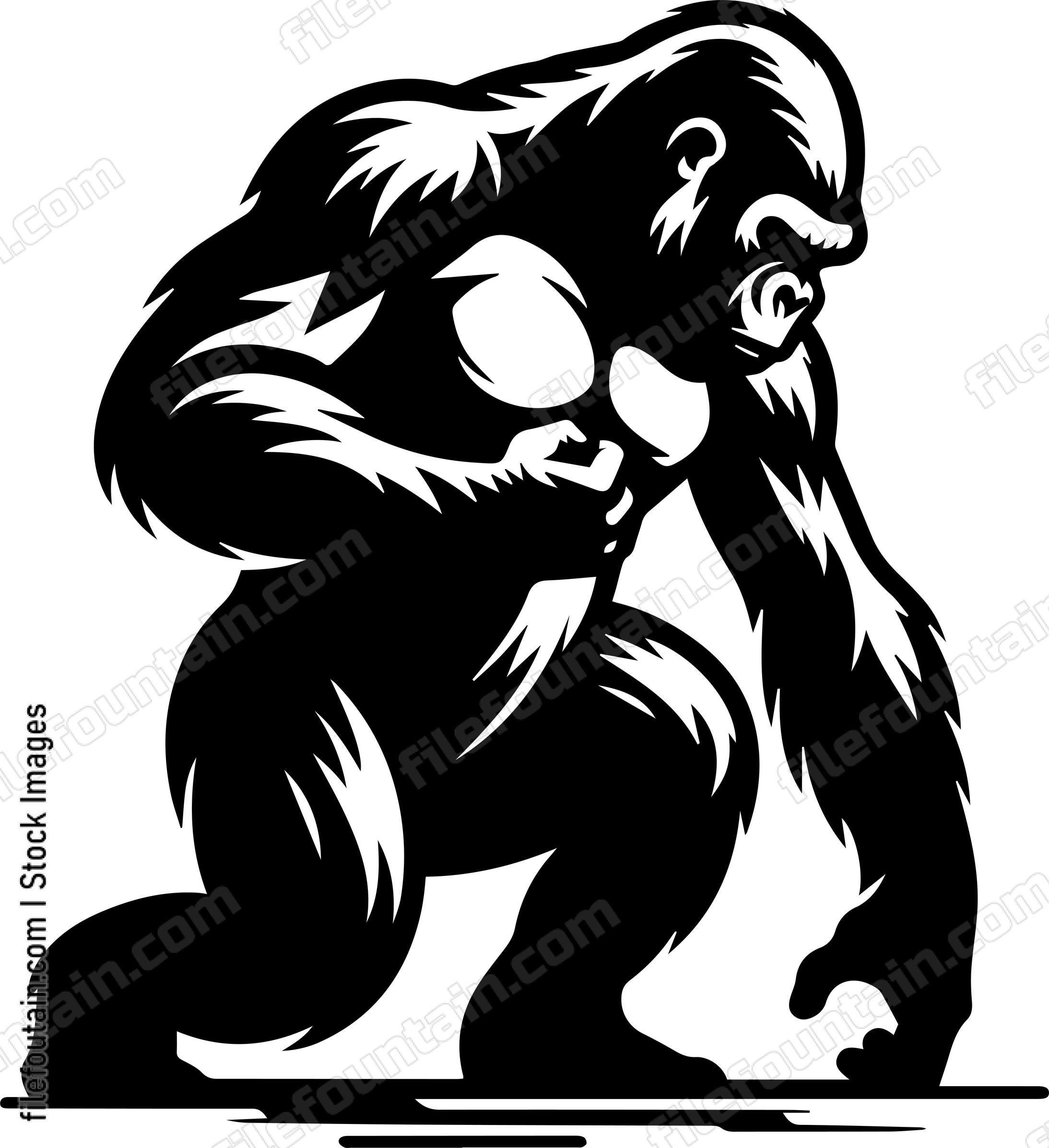 Silverback Gorilla Touching The Floor