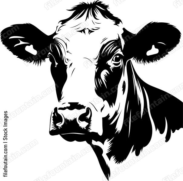 A black and white cow head