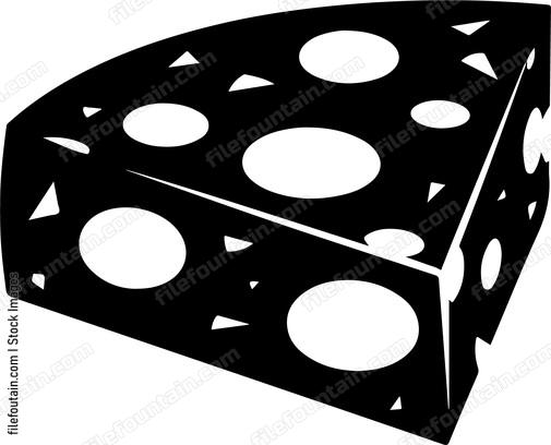 A black and white image of cheese