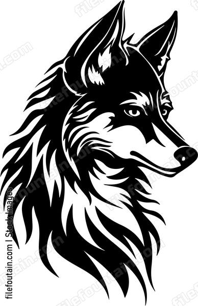 A black wolf in profile