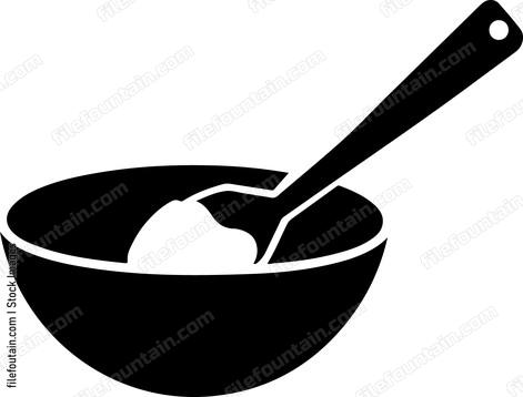 A bowl with a spoon and food