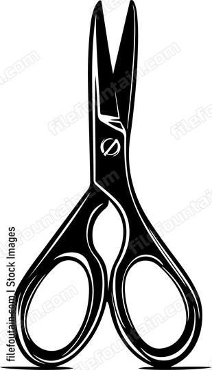 A pair of open scissors