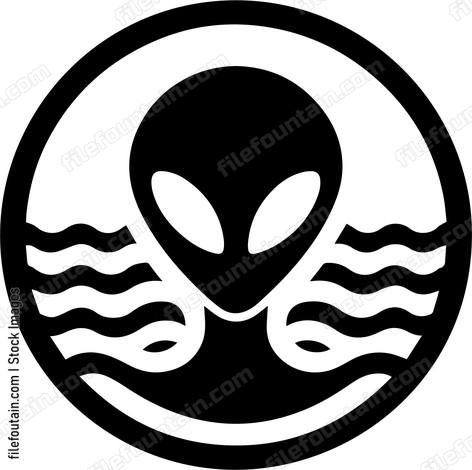 Alien with sea waves in the background