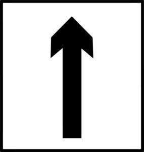 An upward pointing arrow in a box