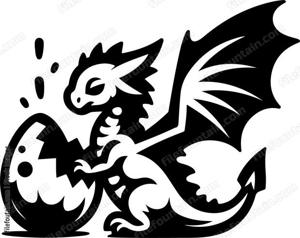 Baby Dragon Hatchling with broken egg