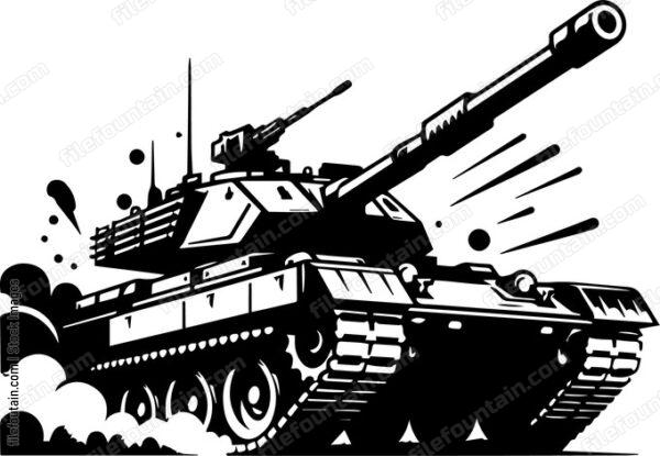 Battle Tank Driving To Attack