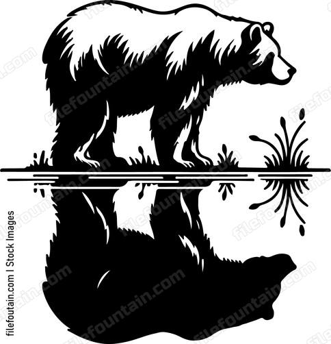 Bear by tranquil lake