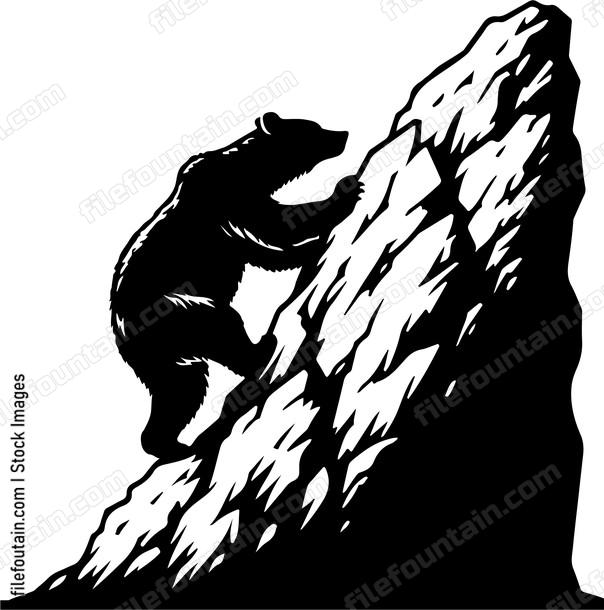 Bear climbing a steep rock formation with ease