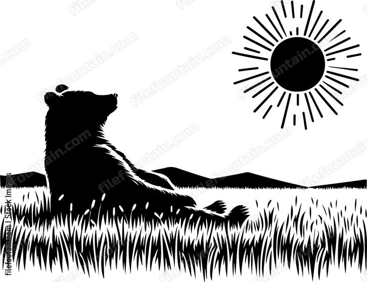Bear lounging in a sunlit meadow