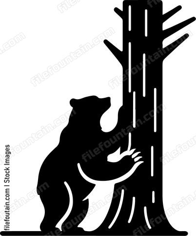 Bear scratching a tree trunk