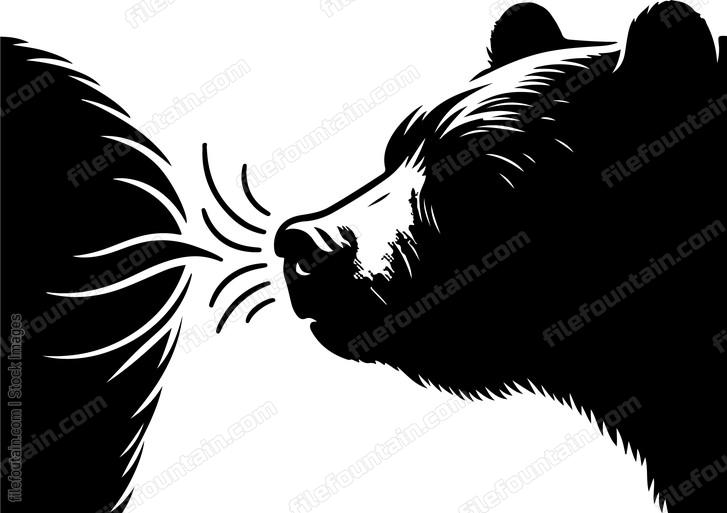 Bears nose twitching as it detects a distant scent