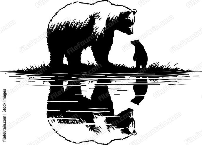 big bear looking at a small bear