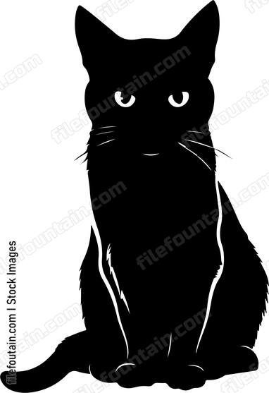 Black cat in a simple style