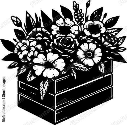 Box of vibrant and fragrant fresh flowers