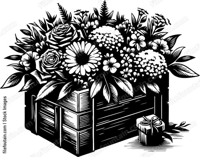 Box of vibrant and fragrant fresh flowers