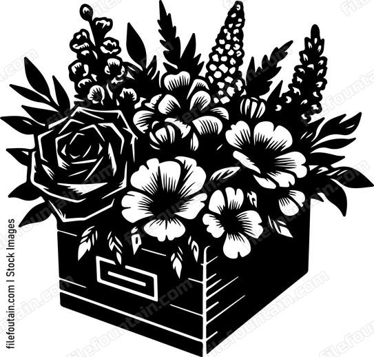 Box of vibrant and fragrant fresh flowers