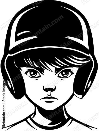 Boy In Baseball Helmet