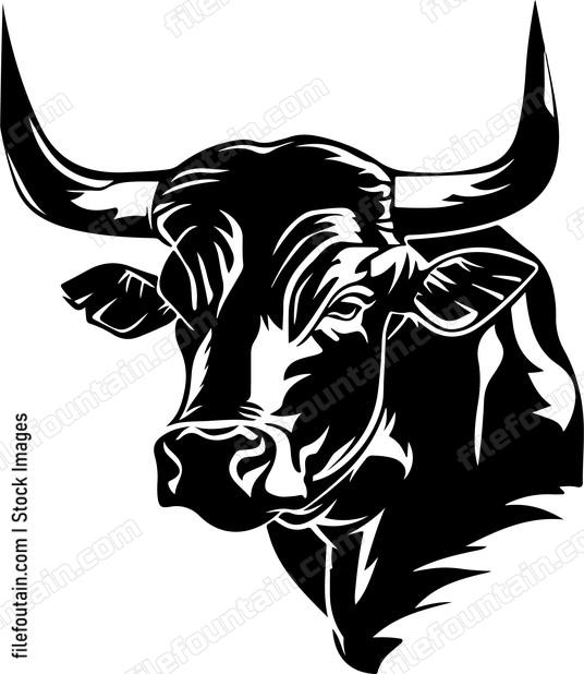 Bull head in silhouette