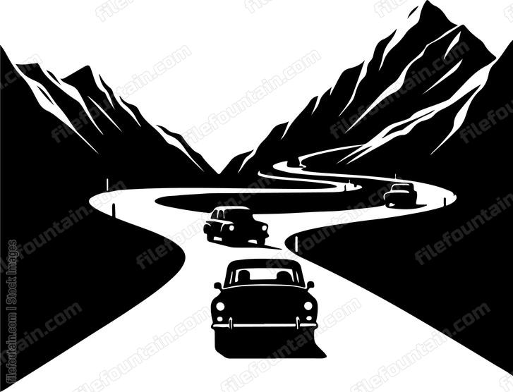 Cars navigating through a winding mountain pass