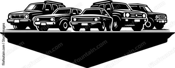 Cars parked under a canopy of autumn leaves